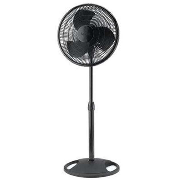 Ventilateur sur Pied Oscillant Noir de 16 Pouces par Vortex avec Hauteur Réglable et Tête Inclinable. Offre une oscillation à Grand Plage de 90 Degrés, Trois Vitesses Silencieuses et un Contrôle Rotatif à Prise Facile. solution de Refroidissement Idéale pour Maisons, Bureaux, Résidences Étudiantes Ou Petits Appartements. base de Piédestal Robuste avec Assemblage Sans Outils.