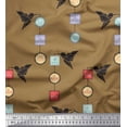 thumbnail image 1 of Soimoi Brown polyester Crepe Fabric Architectural Frame & Paper Bird Art & Craft Print Sewing Fabric Yard 42 Inch Wide, 1 of 3