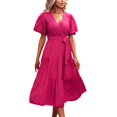 thumbnail image 1 of B91xZ Plus Size Dresses for Women Robe Décontractée Ample Cache-Ventre avec Poches, Rose Vif m, 1 of 4