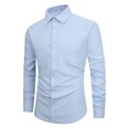 thumbnail image 1 of RXIRUCGD Men Casual Solid Button Long Sleeve Turn-down Collar Tops Blouse Shirt, Light Blue, Size: S, 1 of 2