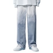 Ketyyh-chn99 Mens Jeans 2024 Casual Pants Shorts Men's Fashion Large Size Loose Jeans Street Wide Leg Drop Pants Trousers Blue,M