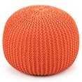 thumbnail image 4 of Gymax Pure Cotton Pouf Floor Ottoman Hand Knitted Footrest Cable Style Home Orange, 4 of 6