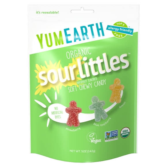 YumEarth, Organic Sour Littles, Soft Chew Candy, Strawberry, Blue Raspberry, Lemon, 5 oz (142 g)