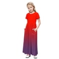 thumbnail image 1 of yoeyez Robe d'Été pour Tout-Petits Enfants Fluide Grande Taille Dégradé Longue Robe Manches Courtes Col Ras du Cou Plissée Robe Soleil Robes pour Filles 14-16 Robes Élégantes pour Filles Rouge, 9-10 Ans, 1 of 7