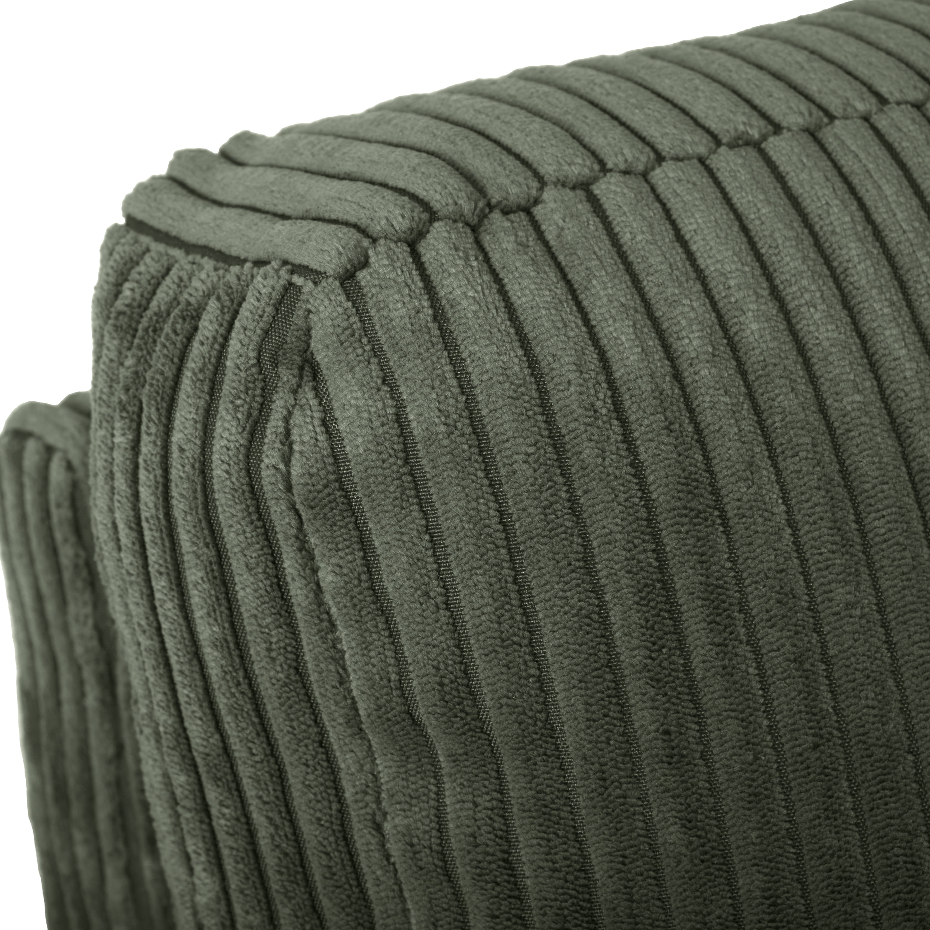 CorLiving Alton Corduroy Upholstered 3-Seater Adult Sofa with Wood Legs, Green