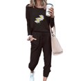 thumbnail image 3 of xiaxaixu Lady's Casual Suit, Long Sleeve Flower Print Pullover, Loose Trousers, 3 of 3