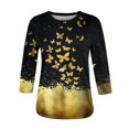 thumbnail image 4 of TIMIFIS Hauts pour Femmes Manches 3/4 Décontractés Coupe Ample Tuniques Col Rond T-shirt Automne, 4 of 5