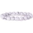 thumbnail image 1 of Angelstones Natural White Howlite Gemstone 10mm Round Beads Stretch Bracelet 7 Inch Unisex, 1 of 2