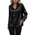 thumbnail image 3 of Innerwin Shirts Long Sleeve Ladies Tunic Tops Office Button Down Soft Blouse Black M, 3 of 5