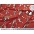 thumbnail image 2 of Soimoi Tissu Crêpe polyester Rouge Imprimé Animal Girafe & Kangaroo au Mètre 42 Pouces de Large, 2 of 3