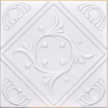 White Styrofoam Decorative Ceiling Tile Anet (Package of 8 Tiles Each of ~20"x20") - Other Sellers Call This Diamond Wreath and R02
