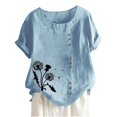 thumbnail image 1 of Birdeem Womens Summer Casual Round Neck Short Sleeve Printing Loose Shirt Tops, 1 of 3