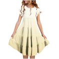 thumbnail image 2 of Tranfacy Robes d'Été pour Ados, Robes pour Filles Taille 10-12, Robe d'Été pour Filles 6-15 Mode Robe à Dégradé de Couleurs avec Poches Manches Courtes Col Rond Robe Trapèze, 2 of 5