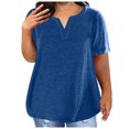 thumbnail image 1 of Timegard Plus Size Tops for Women V-Neck Short Sleeve Solid Color Comfy Basic Tee Casual Loose Tops, 1 of 5
