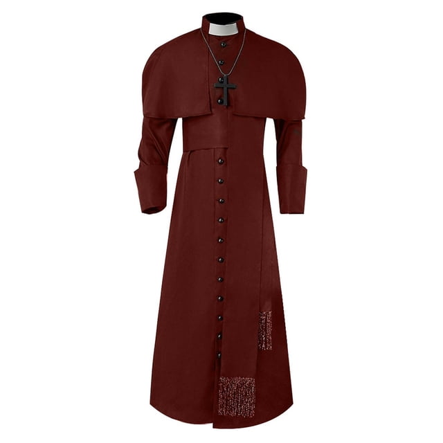 Huanglei Costume de Prêtre Médiéval pour Hommes Robe Gothique Tenue de Père pour l'Église Costume de Jeu de Rôle