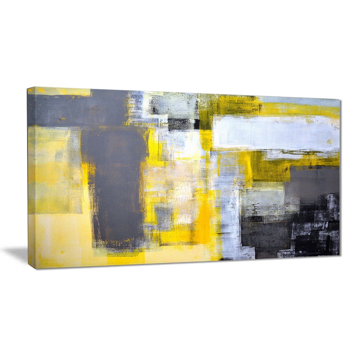 Tableau à toile imprimée Design Art Gris et jaune abstrait flou