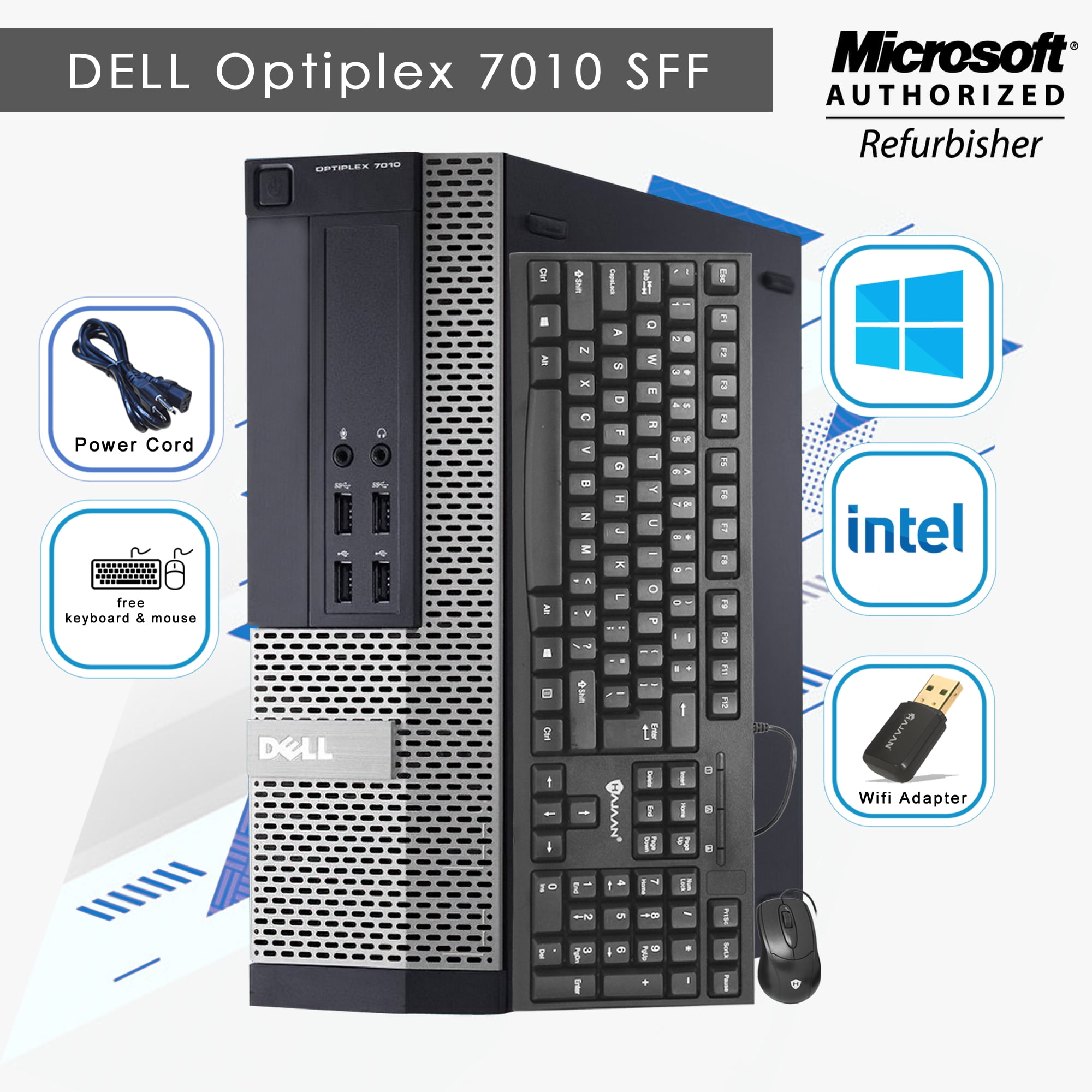 Dell Optiplex 7010 SFF Desktop PC, Intel Core i5-3470 @3.2GHz, 8GB DDR3 RAM, WiFi, 256GB SSD, Windows 10 Professional(64bit)-Refurbished