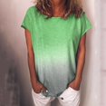 thumbnail image 1 of Womens Summer Short Sleeve Gradient Plus Size Casual Beach T Shirt Tops Blouse, 1 of 4