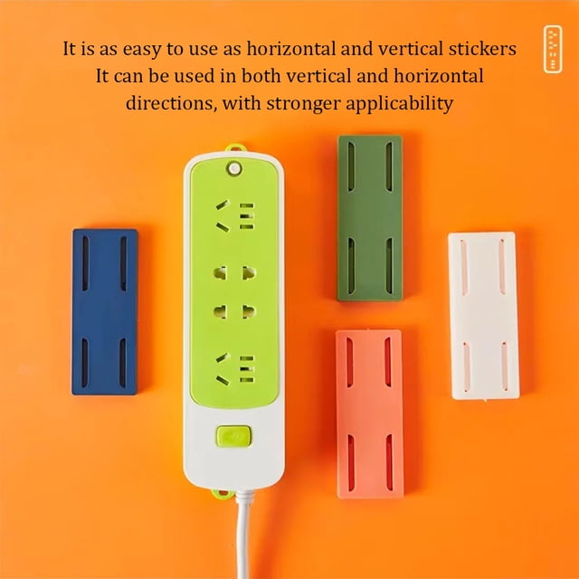 Ruiboury ABS Power Socket Holder Replacement Solid Color Punch-free Self-adhesive Office Living Room Bedroom Fixer Rack Sticker White