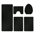 thumbnail image 1 of Maplenight 5-Pieces Large Bathroom Rug Set with Toilet Cover - Soft Velvet Fleece, Non-Slip, Water Absorbent, Washable, Modern Style Black, 1 of 7