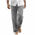 thumbnail image 1 of WRKEKC Casual Pants for Men Relaxed Fit Straight Leg Beach Pants with Drawstring and Pockets Solid Color for Summer Wear, 1 of 6