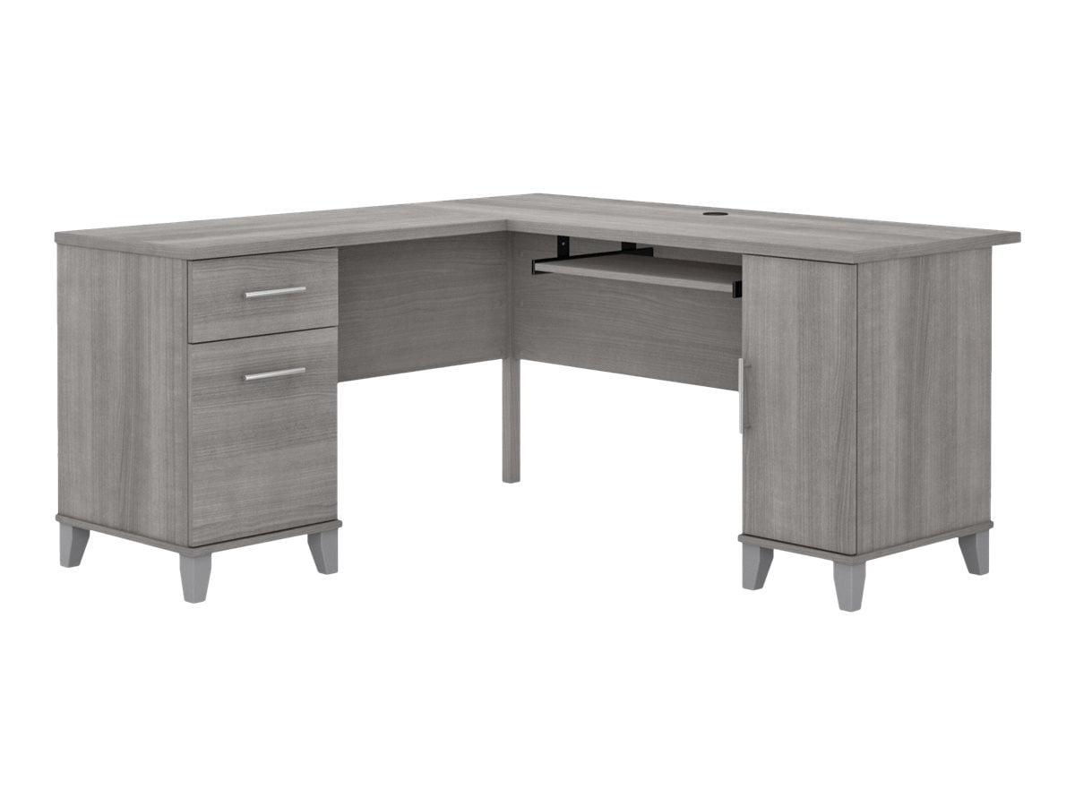 Bush Furniture Somerset Bureau en L avec Rangement, 60 Po L, Gris Platine