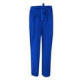 thumbnail image 3 of SHOPESSA Women Solid Color Cotton Linen Pants Sashes Straight Casual Long Pants Loose Fit Drawstring Trousers, 3 of 4