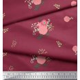 thumbnail image 3 of Soimoi Orange Poly Georgette Fabric Leaves & Pink Floral Print Sewing Fabric BTY 52 Inch Wide, 3 of 3