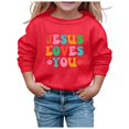 thumbnail image 1 of MIASHUI Chandail en Molleton Fille Manches Longues Doux Graphique Col Rond Rouge, 3-4 Ans, 1 of 4