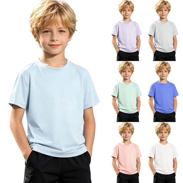 Gyexs Boys Swim Shirt Short Sleeve UPF 50+ Swimwear Tops Summer Beach Blue 11-12 Years