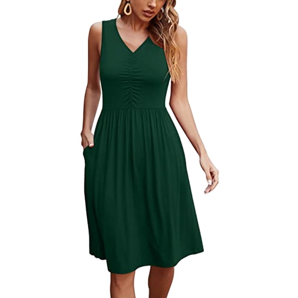 Dresses for Women 2023 Women's Sleeveless Loose Plain Dresses Casual Short Dress With Pockets Tie-Dye Rainbow Gradient Print Dress Party Dresses for Women Elegant Classy on Clearance