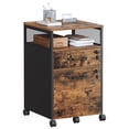 thumbnail image 1 of VASAGLE File Cabinet, Mobile Filing Cabinet with Wheels, 2 Lockable Drawers, Open Shelf, for A4, Letter Size, Hanging File Folders, Rustic Brown and Ink Black, 1 of 6