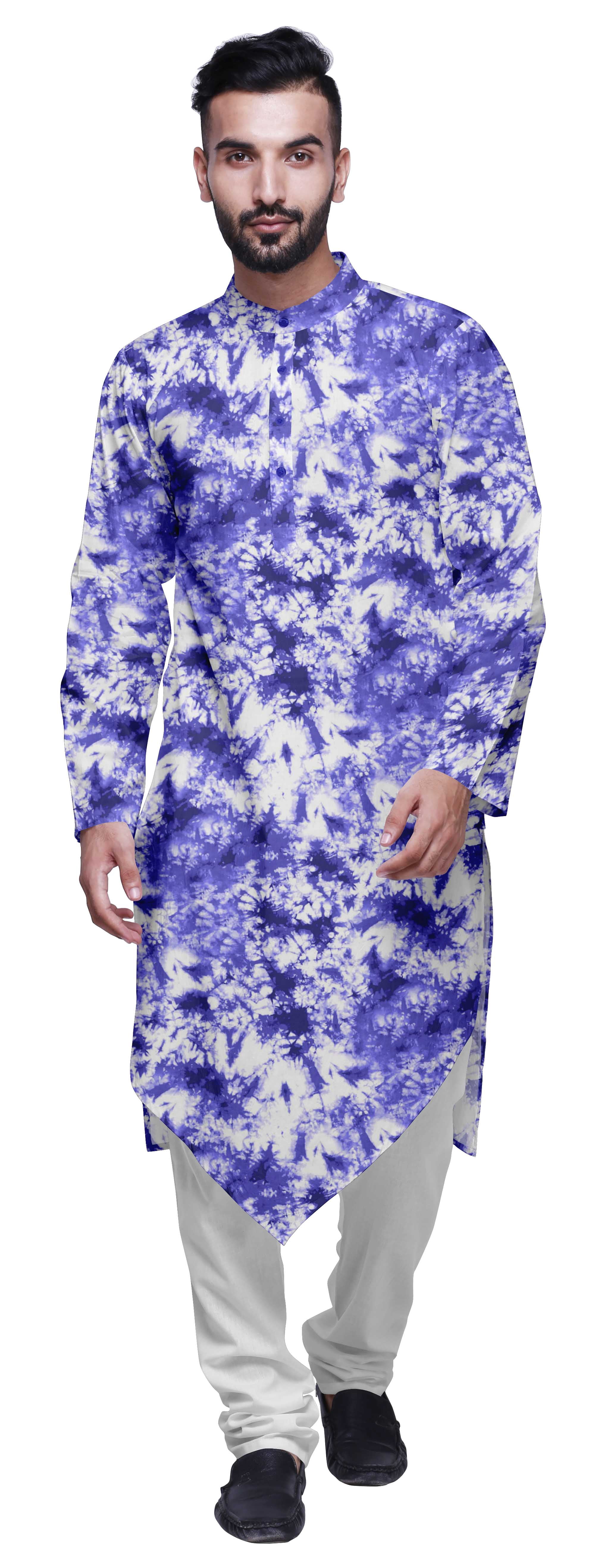 Atasi Indian Mandarin Collar Mens Kurta Printed Button Down Kurtas Ethnic Clothing
