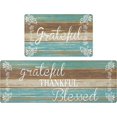 thumbnail image 4 of MeyJey Kitchen Rug Set of 2, Anti Fatigue Kitchen Mat 2 Pieces, Non Skid Waterproof Cushioned Floor Mat and Runner Rug, 17"x28"x0.4"+17"x48"x0.4", Teal/Brown, 4 of 6