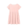 thumbnail image 4 of Robes pour Filles Mode Enfants Uni Col Rond Manches Courtes Décontracté Confortable Robe avec Poches Robes pour Tout-Petits Rose 7 Ans-8 Ans, 4 of 6