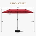 thumbnail image 3 of Gymax Parasol de Patio Double Face de 13 Pi avec Manivelle, Base de Parasol, Verrou de Sécurité, Bordeaux, 3 of 10