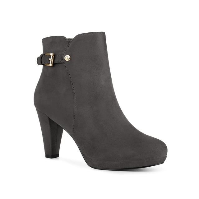 Unique Bargains Bottines à Plateforme à Talon Épais pour Femme Gris (Taille 6)