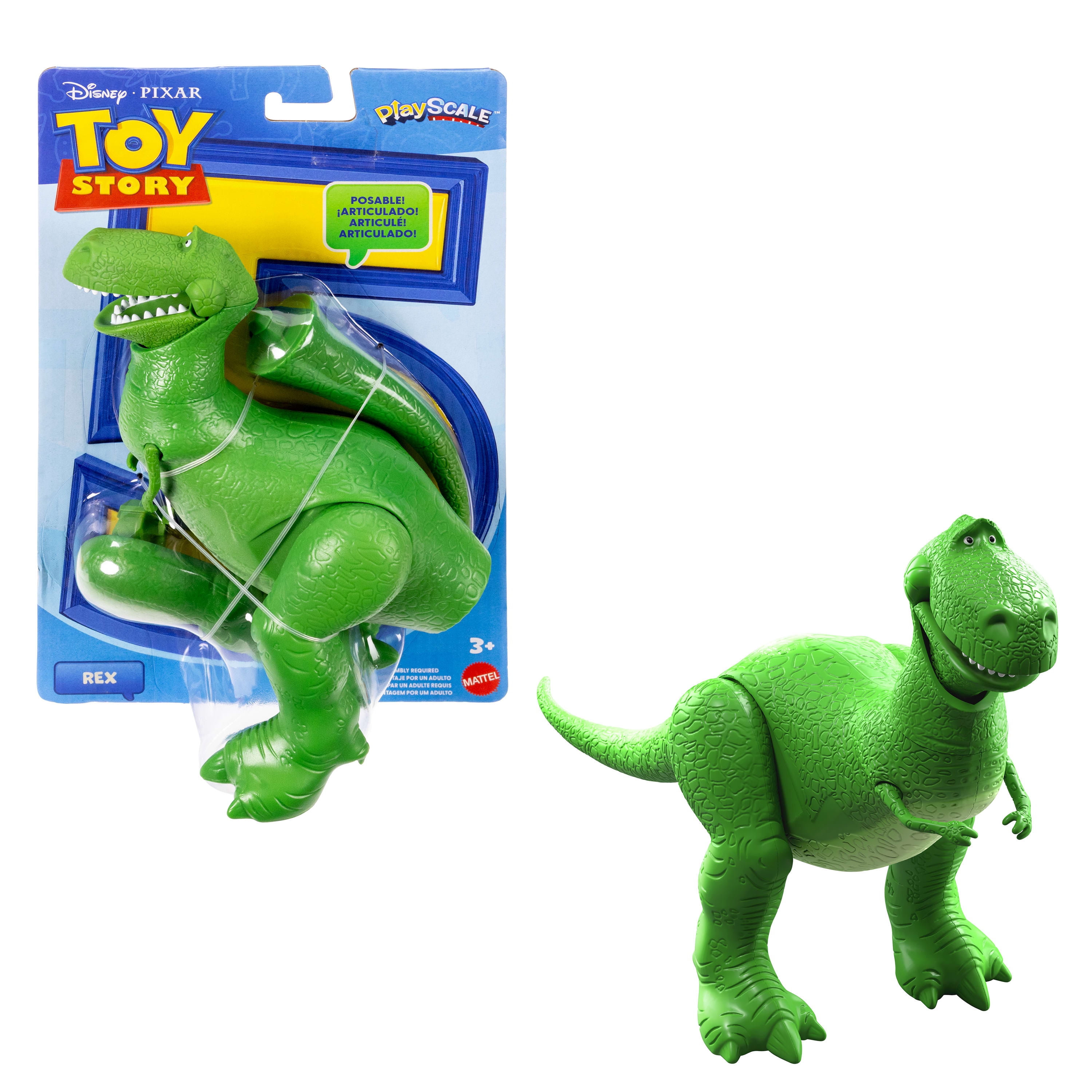 Disney and Pixar Toy Story Rex Action Figure 7.25 Inch Tall Dinosaur, 8 Posable Joints, Playscale