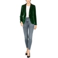thumbnail image 2 of INSPIRE CHIC Women's Halloween Velvet Blazer Solid Color Shawl Collar One Button Wear-to-Work Suit Jacket Green M, 2 of 7