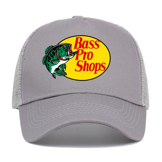 Bassproshops Printed Cotton Summer Outdoor Fishing Sun Protection Baseball Cap (Grey)