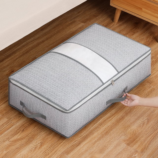 Underbed Storage Bags for Blankets Clothes Comforters | Foldable Under Bed Organizer with Clear Window and Handles