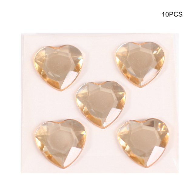 Heart Rhinestone Stickers Acrylic Crystal Gems Multipurpose Decorative Handheld Clothes Scrapbooking DIY Crafts Necklace Light Coffee