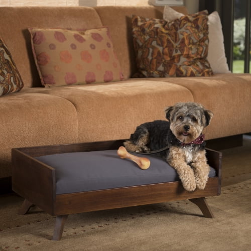 Solid Wood Dog Bed - Foam Mattress with Removable Washable Cover for Medium/Large Dogs