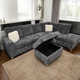 thumbnail image 3 of Cosmic Homes Scott Reversible Sectional Sofa Set with Storage Chaise, Drop-Down Tray & Ottoman Grey, 3 of 6