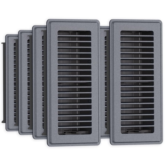 Registre de Plancher 4 x Lot de 10-8 Évents de Plancher Gris, Housses d'Évent de Plancher en Acier Robuste à Flux d'Air Réglable, Housse d'Évent Résistante à la Rouille Convenant au Salon, à la Chambre et à la Salle de Bain
