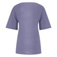 thumbnail image 5 of CHOK Mchoice Chemises pour Femmes 2024 à Manches Courtes Décontractées Hauts Grande Taille Col Rond Imprimé Ample Blouse en Coton et Lin à Boutons, 5 of 5