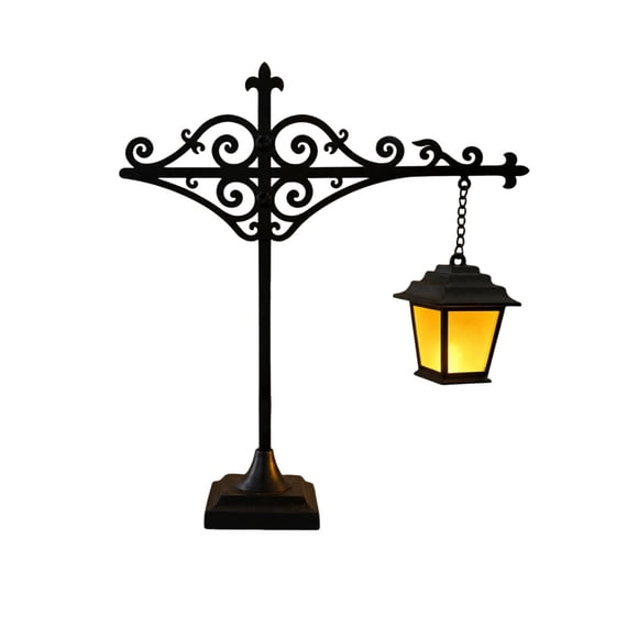 YIMWNYI Décor Vintage de Table Gothic sur Pied en Fer Forgé, Veilleuse Suspendue à DEL pour Bureau, Éclairage d'Ambiance Douillet pour la Maison, Décor d'Halloween, Design à Volutes Élégant, Lampe de Nuit à Piles