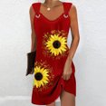 thumbnail image 2 of Penkiiy Robes de Printemps pour Femmes 2024 Décontractées Imprimées Amples Couleur Unie Col Rond Tempérament Élégantes Robes Dos Nu m Rouge, 2 of 5
