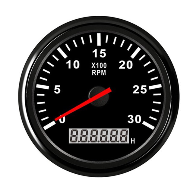 Tachymètre de Voiture et Bateau, Jauge LCD, Compteur d'Heures 0-3000 4000 6000 Tr/min, Capteur Tacho Marin, Rétroéclairage Rouge 12V/24V, Facile à Calibrer