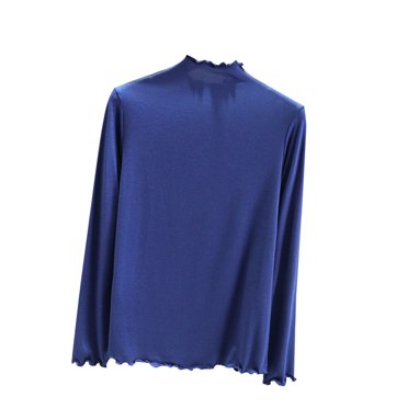 MeetoTime Comfortable Long Sleeve Tops for Women Mock Neck Pullover Shirts Soft Slim Basic Layer Undershirts